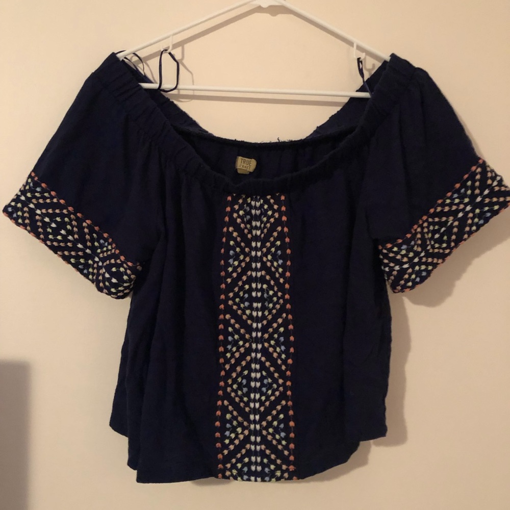 Never worn, off the shoulder embroidered blouse